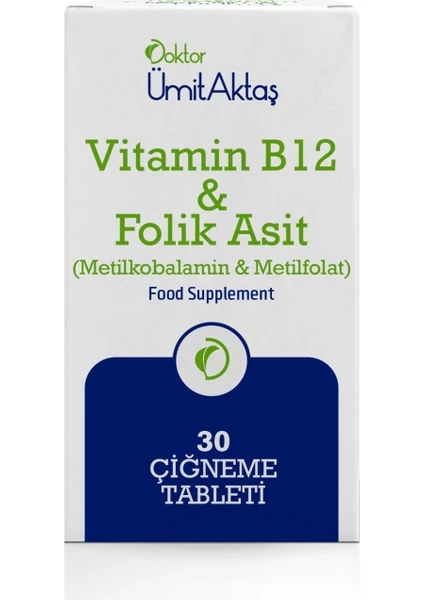 Dr. Ümit Aktaş Vitamin B12 & Folikasit - Aktif B9 (30 Çiğneme Tableti)