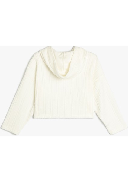 Crop Sweatshirt Kapşonlu Dokulu Manşetleri Lastikli