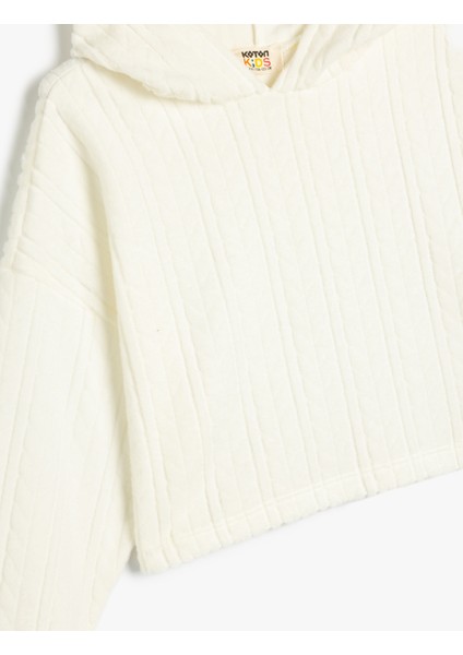 Crop Sweatshirt Kapşonlu Dokulu Manşetleri Lastikli