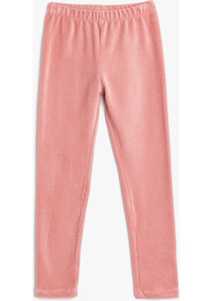 Kadife Tayt Fitilli Beli Lastikli Pamuk Karışımlı