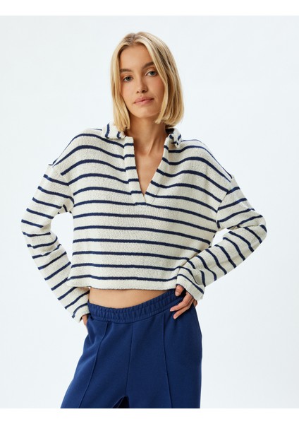 Polo Yaka Crop Kazak Ince Örme Uzun Kollu modelleri