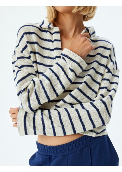 Polo Yaka Crop Kazak Ince Örme Uzun Kollu indirimleri