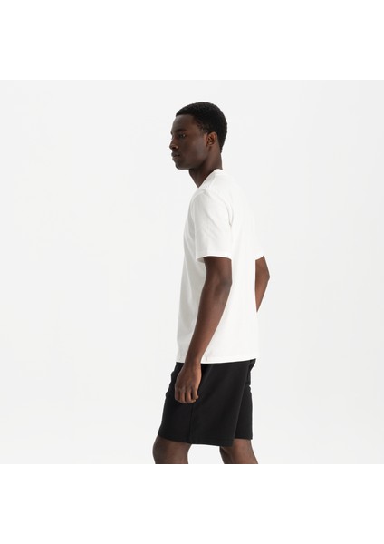 Erkek Beyaz %100 Organik Pamuk Relax Fit Bisiklet Yaka T-Shirt modelleri