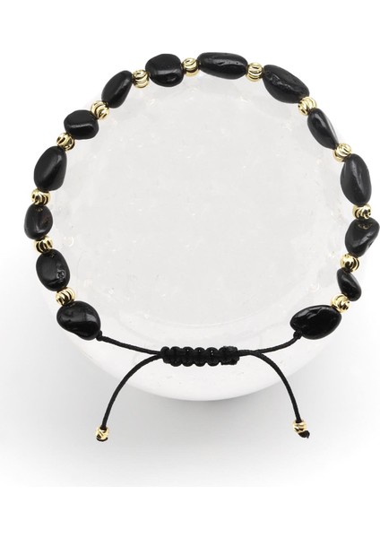 Turmalin Doğal Taş Makrome Örme Bileklik Mercimek Kesim