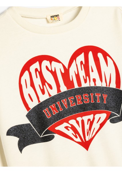 Kapşonlu Sweatshirt Kalp Baskılı Şardonlu Pamuklu modelleri