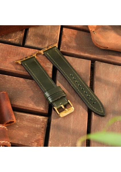Apple Watch Kordon 38MM 40MM 41MM 3 4 5 6 7 Se 8 9 Uyumlu Kahverengi Hakiki Deri Kayış Yeşil fırsatları