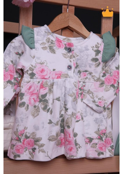 Babyhola Kız Bebek Omuz Fırfır Detaylı Çiçek Desenli Bandanalı Elbise 23625 fiyatları