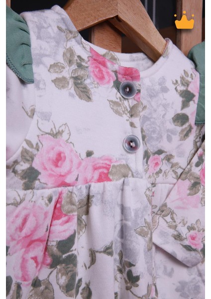 Babyhola Kız Bebek Omuz Fırfır Detaylı Çiçek Desenli Bandanalı Elbise 23625 modelleri
