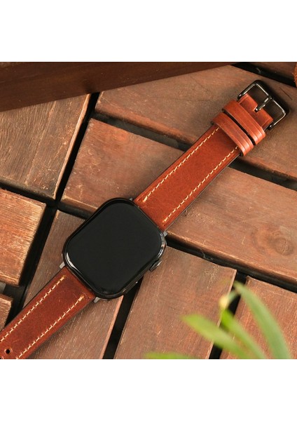 Apple Watch Hakiki Deri Kordon 38MM 40MM 41MM 3 4 5 6 7 Se 8 9 Uyumlu Taba Rengi Hakiki Deri Kayış