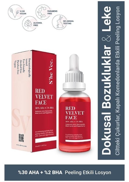 Red Velvet 30% Aha + 2% Bha Yüz Peeling Serumu 30ML