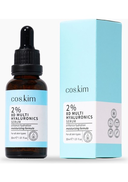 8 Çeşit Hyaluronik Asit Içeren Nemlendirici Cilt Bakım Serumu | 2% 8d Multi Hyaluronics Serum 30 ml
