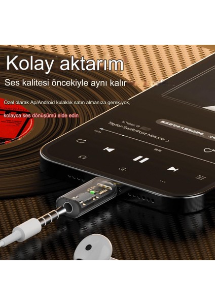 Type C To 3.5mm Dac Kulaklık Dönüştürücü iPhone 15 ve Type C Telefon ile Uyumlu Çevirici Otgax