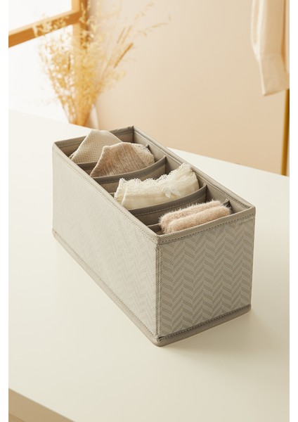 3'lü 6 Bölmeli Gri Balıksırtı Çekmece Içi Düzenleyici Kutu Set 13 x 28 x 13 cm