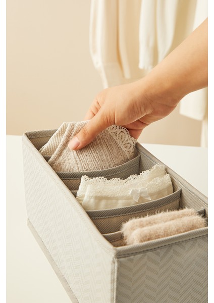 3'lü Bölmeli Gri Çekmece İçi Dolap Çamaşır Düzenleyici Katlanır Saklama Kutusu Organizer Set