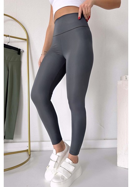 Kadın Yeni Sezon Fitilli Esnek Parlak Yüksek Bel Tayt