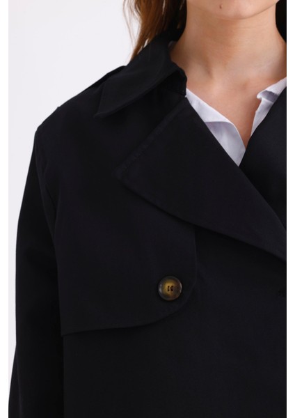 %100 Pamuk Gabardin Astarlı Oversize Geniş Kalıp Kadın Crop Kısa Trençkot 1122 indirimleri