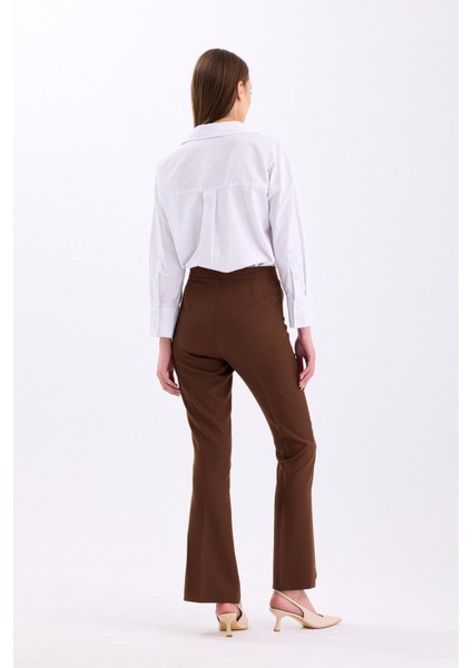 Yüksek Bel Ispanyol Paça Kadın Kumaş Pantolon 3345 fırsatları