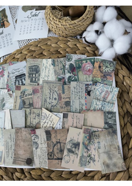 Kartpostal Mektup Temalı Vintage Sticker Scrapbook Seti Ajanda Planlayıcı Bullet Journal Scrapbooking Için Uygundur