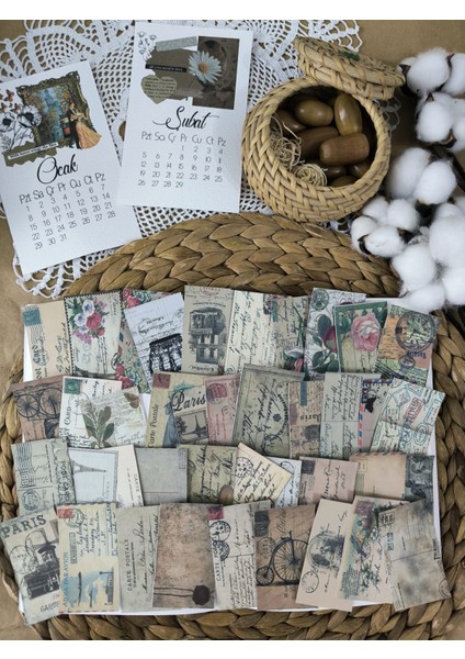 Kartpostal Mektup Temalı Vintage Sticker Scrapbook Seti Ajanda Planlayıcı Bullet Journal Scrapbooking Için Uygundur