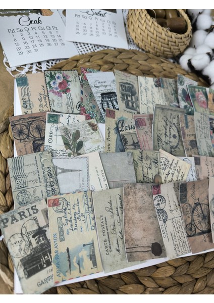 Kartpostal Mektup Temalı Vintage Sticker Scrapbook Seti Ajanda Planlayıcı Bullet Journal Scrapbooking Için Uygundur