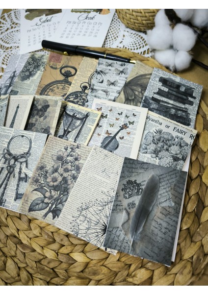 Scrapbook Vintage Kağıt Seti 02 Ajanda Planlayıcı Bullet Journal Scrapbooking Için Uygundur