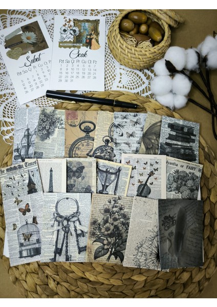 Scrapbook Vintage Kağıt Seti 02 Ajanda Planlayıcı Bullet Journal Scrapbooking Için Uygundur