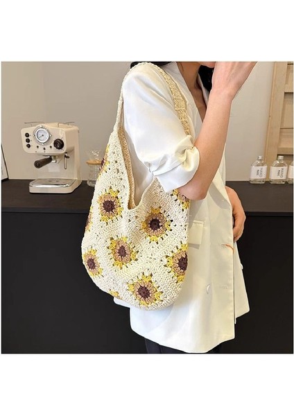 Dokuma Çanta, Kadin Büyük Kapasiteli Crossbody Çanta, Yaz Tek Omuz Içi Boş Çanta, Günlük Için Uygun, Tatil, Plaj (Yurt Dışından)