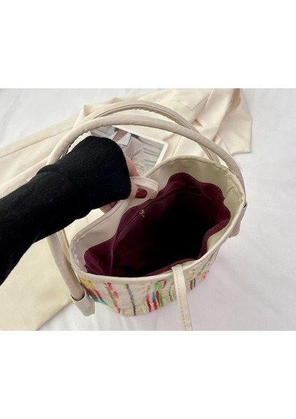 Kanvas Çanta, Kızlar Moda Büyük Kapasiteli Crossbody Çanta, Kadın Kova Çanta, Sınıf Commuting Kısa Vadeli Seyahat Için Uygun (Yurt Dışından)