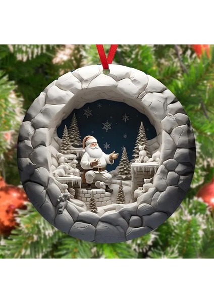 Noel Baba Noel Akrilik Kolye-Araba Dikiz Aynası, Sırt Çantaları ve Ev Dekorasyonu Için Çok Yönlü 2d Çekicilik (Yurt Dışından)