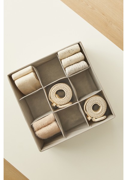 2'li Bölmeli Gri Çekmece İçi Dolap Çamaşır Düzenleyici Katlanır Saklama Kutusu Organizer Set