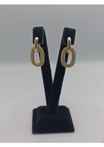 Vip Zirkon Taşlı Oval Halka Küpe