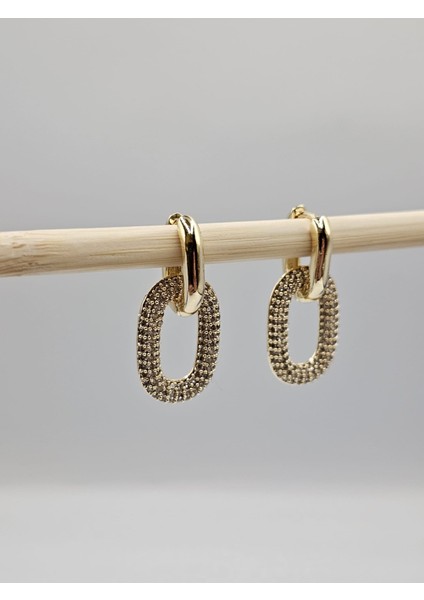 Vip Zirkon Taşlı Oval Halka Küpe modelleri