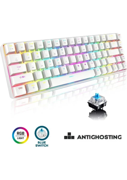 T60 Beyaz Rgb Klavye Kablolu Gaming Oyuncu Klavyesi T60