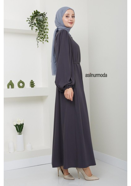 Hale Omuz Pileli Balon Kol Ferace Füme modelleri