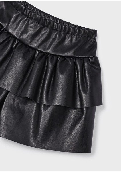Kız Çocuk Suni Deri Şort Etek-Siyah indirimleri