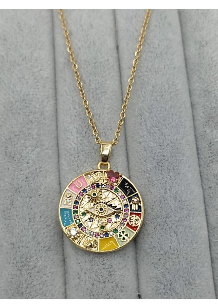 Altın Kaplama Çelik Mineli Şans Kolyesi