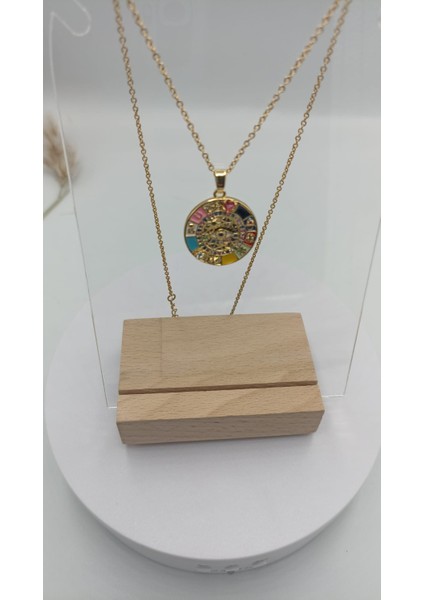 Altın Kaplama Çelik Mineli Şans Kolyesi indirimleri