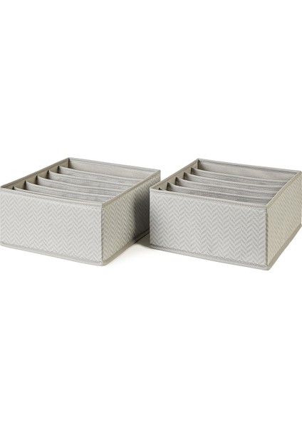 2'li 6 Bölmeli Gri Çekmece İçi Dolap Çamaşır Düzenleyici Katlanır Saklama Kutusu Organizer Set