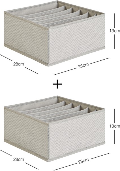 2'li 6 Bölmeli Gri Çekmece İçi Dolap Çamaşır Düzenleyici Katlanır Saklama Kutusu Organizer Set