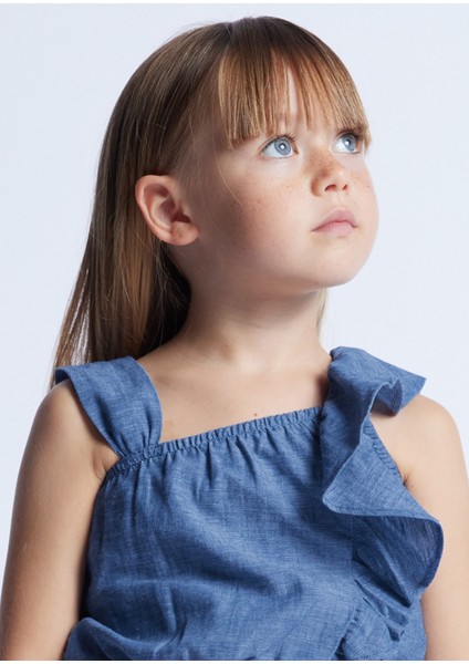 Kız Çocuk Fırfırlı Bluz-Mavi fiyatları