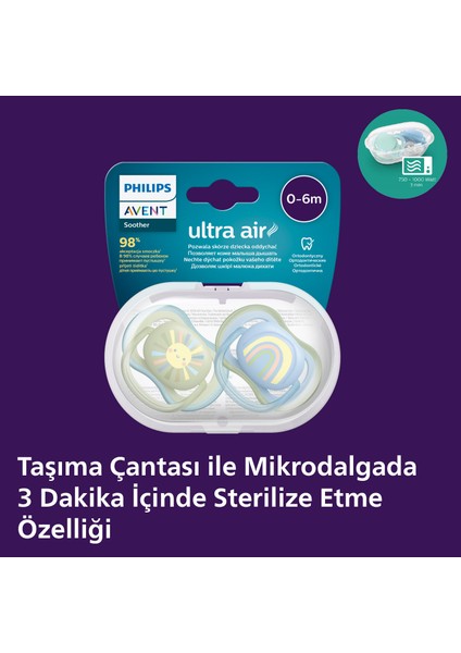 Philips Avent Ultra Air Emzik 0-6 Ay,  2'li Paket, Erkek SCF085/58