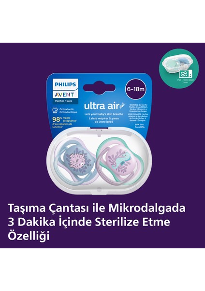 Philips Avent Ultra Air Emzik 6-18 Ay,  2'li Paket, Kız SCF085/61