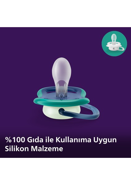 Philips Avent Ultra Air Gece Emziği 6-18 Ay, 2'li Paket, Erkek SCF376/13