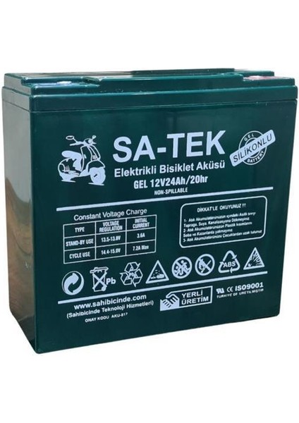 5'li Set 12V 24 Ah Elektrikli Motosiklet Aküsü ve Ortec 60V 24AH Elektrikli Bisiklet Şarj Aleti Seti