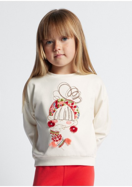 Kız Çocuk Sweatshirt-Bej