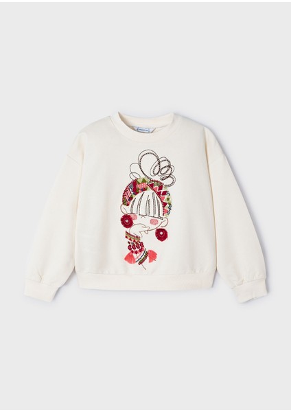 Kız Çocuk Sweatshirt-Bej