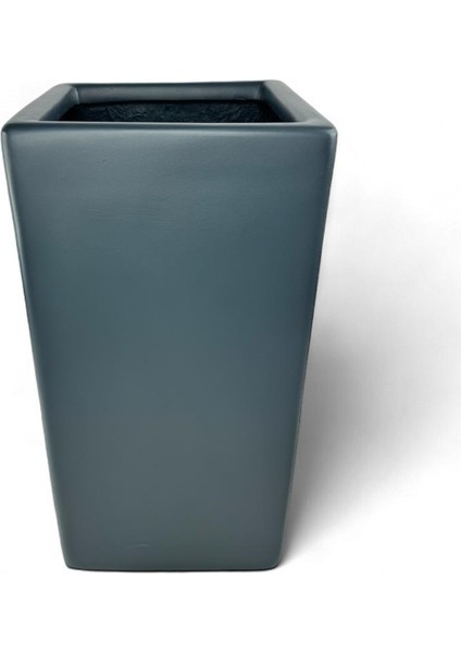 Fiber Saksı Antrasit Dik Dörtgen Vazo Dekoratif Saksı Fiberglas 25*25*50CM