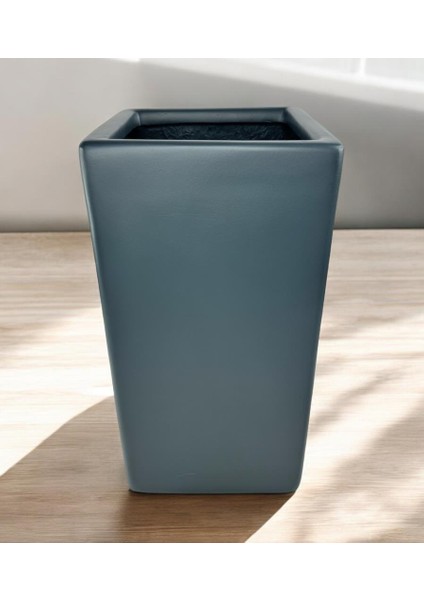Fiber Saksı Antrasit Dik Dörtgen Vazo Dekoratif Saksı Fiberglas 25*25*50CM modelleri