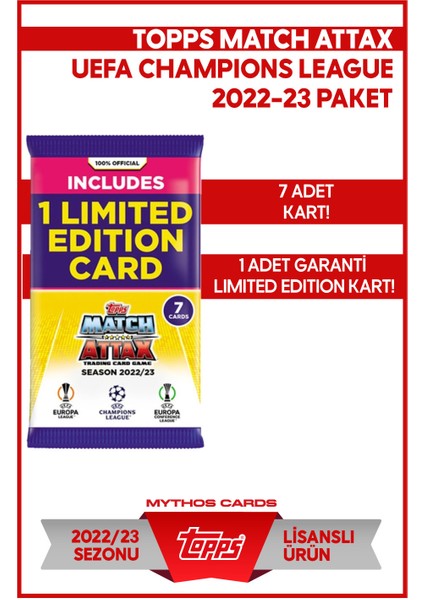 Mythos Cards / Topps UEFA Şampiyonlar Ligi 22/23 Sezonu Resmi Lisanslı Futbolcu Kartları - Match Attax / Multipaket