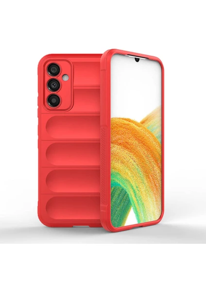 Case 4u Galaxy A34 Kılıf Esnek Tpu Oyuklu Arka Yüzey Tasarımlı Etnik Silikon Kapak Kırmızı